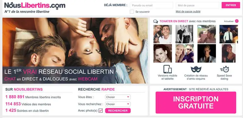 page d'accueil du site nous libertins